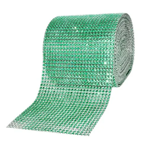 Mandala Crafts Faux Diamond Bling Wrap, Faux Rhinestone Crystal Mesh Ribbon Roll for Wedding, Party, Centerpiece, Cake, Vase Sparkling Decoration