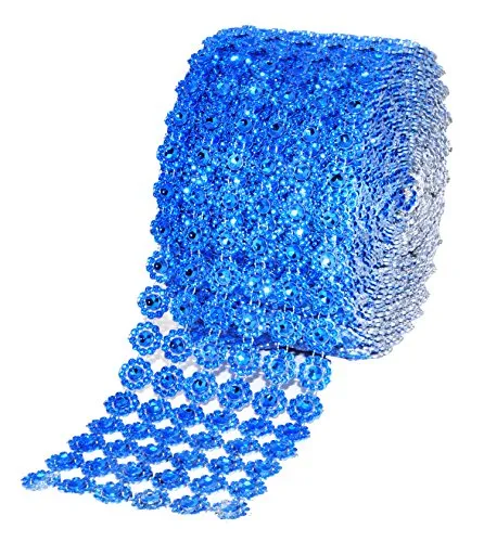 Mandala Crafts Faux Diamond Bling Wrap, Faux Rhinestone Crystal Mesh Ribbon Roll for Wedding, Party, Centerpiece, Cake, Vase Sparkling Decoration