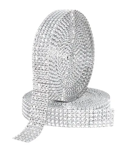 Mandala Crafts Faux Diamond Bling Wrap, Faux Rhinestone Crystal Mesh Ribbon Roll for Wedding, Party, Centerpiece, Cake, Vase Sparkling Decoration