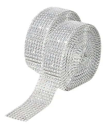 Mandala Crafts Faux Diamond Bling Wrap, Faux Rhinestone Crystal Mesh Ribbon Roll for Wedding, Party, Centerpiece, Cake, Vase Sparkling Decoration