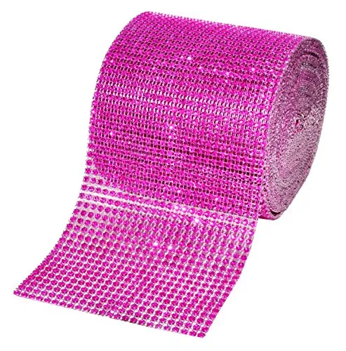 Mandala Crafts Faux Diamond Bling Wrap, Faux Rhinestone Crystal Mesh Ribbon Roll for Wedding, Party, Centerpiece, Cake, Vase Sparkling Decoration