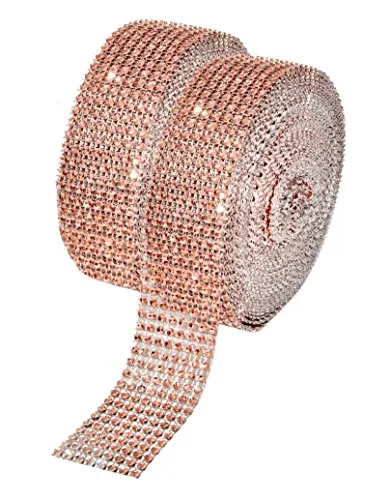 Mandala Crafts Faux Diamond Bling Wrap, Faux Rhinestone Crystal Mesh Ribbon Roll for Wedding, Party, Centerpiece, Cake, Vase Sparkling Decoration