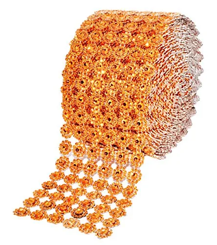 Mandala Crafts Faux Diamond Bling Wrap, Faux Rhinestone Crystal Mesh Ribbon Roll for Wedding, Party, Centerpiece, Cake, Vase Sparkling Decoration