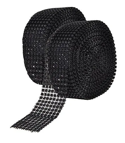 Mandala Crafts Faux Diamond Bling Wrap, Faux Rhinestone Crystal Mesh Ribbon Roll for Wedding, Party, Centerpiece, Cake, Vase Sparkling Decoration