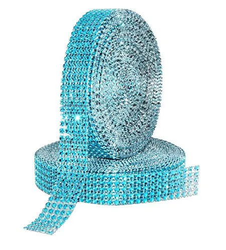 Mandala Crafts Faux Diamond Bling Wrap, Faux Rhinestone Crystal Mesh Ribbon Roll for Wedding, Party, Centerpiece, Cake, Vase Sparkling Decoration