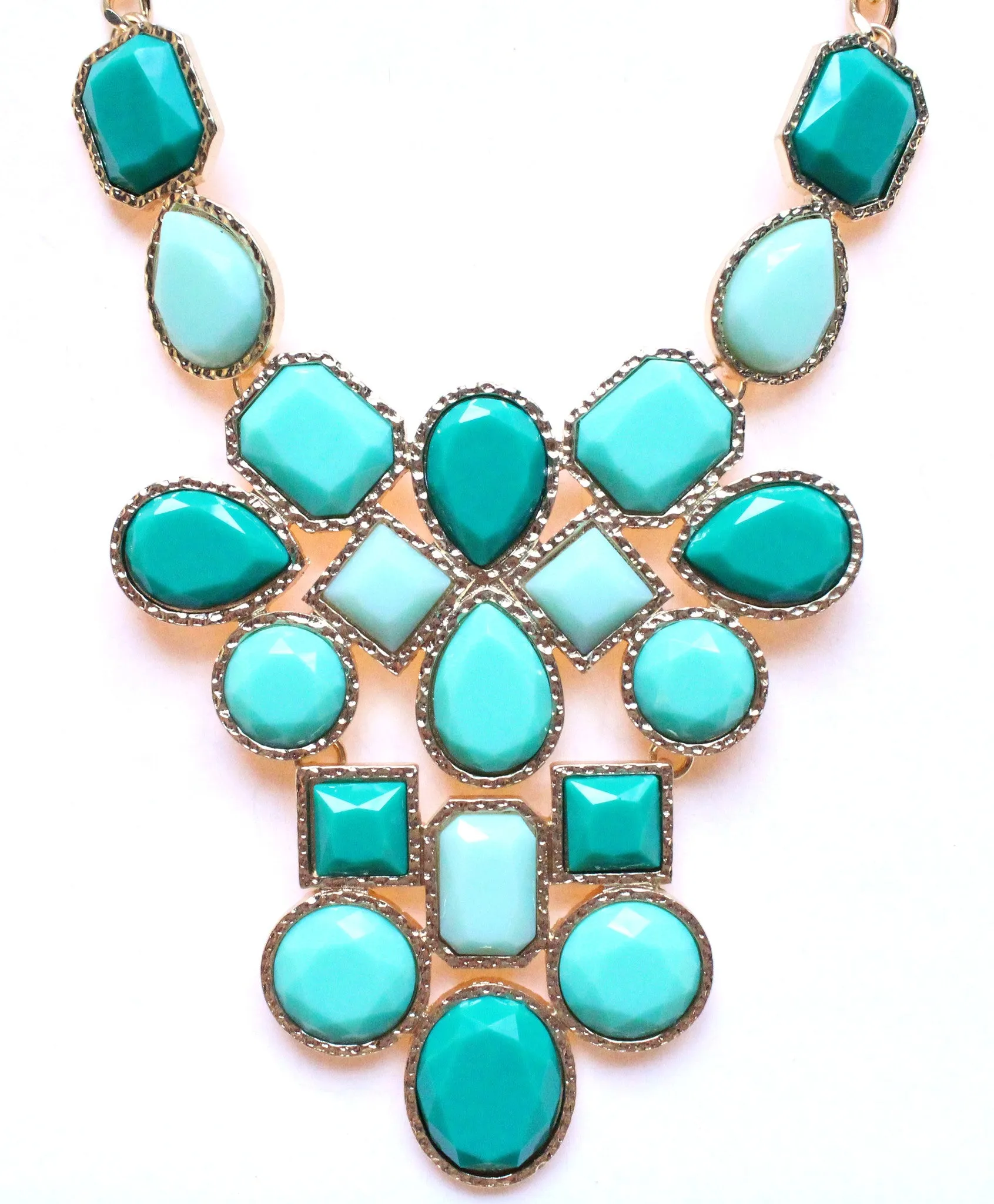 Mint & Emerald Jeweled Cluster Statement Necklace