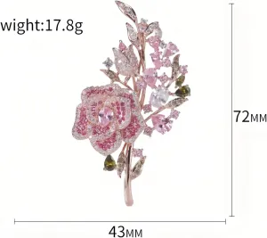 Multicolor Crystal Rhinestone Rose Brooch Floral Pin for Women, Elegant Flower Accessory for Blouse Scarf Hat Decoration