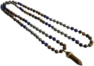 Natural Tigers Eye, Lapis Lazuli, Pyrite, 6mm 108 Mala Beads, Spiritual, Meditation Beads, Reiki, Japa Mala, Buddhist Prayer Beads, Yoga Bracelet, healing beads LKMALA-RRGU-1986, 34 inch