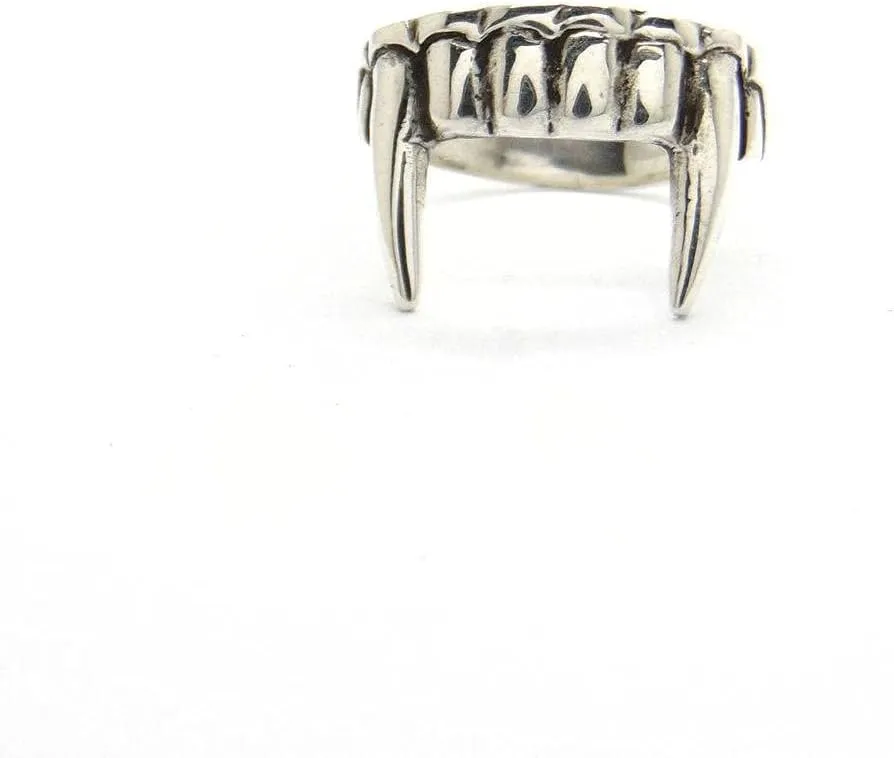 OIDIMS Personalized Gothic Vampire Teeth Rings for Women Men Werewolf Fang Cool Dainty Adjustable Finger Ring Fashion Jewelrty Expandable Open Size BFF Unisex