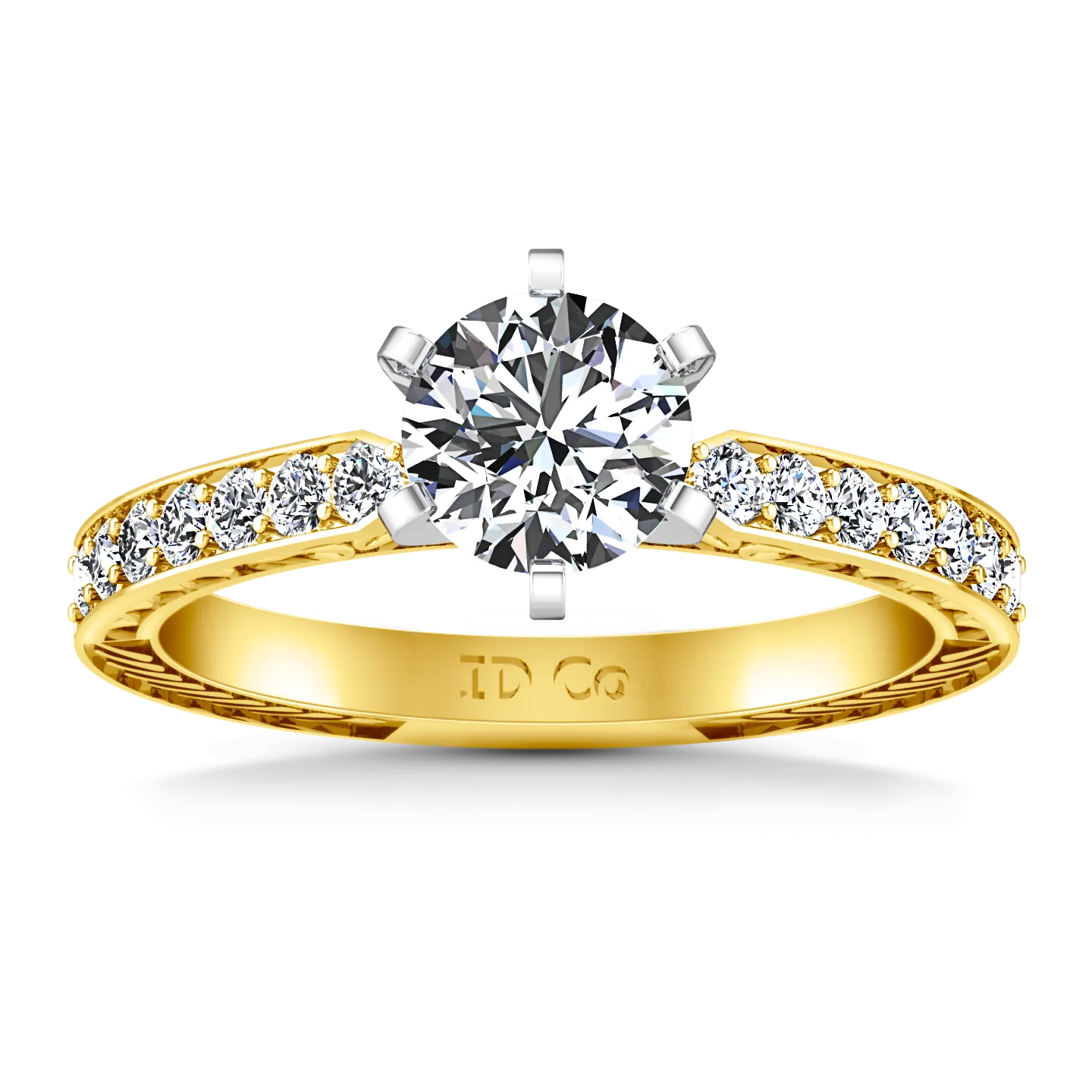 Pave Engagement Ring Arabesque 14K Yellow Gold