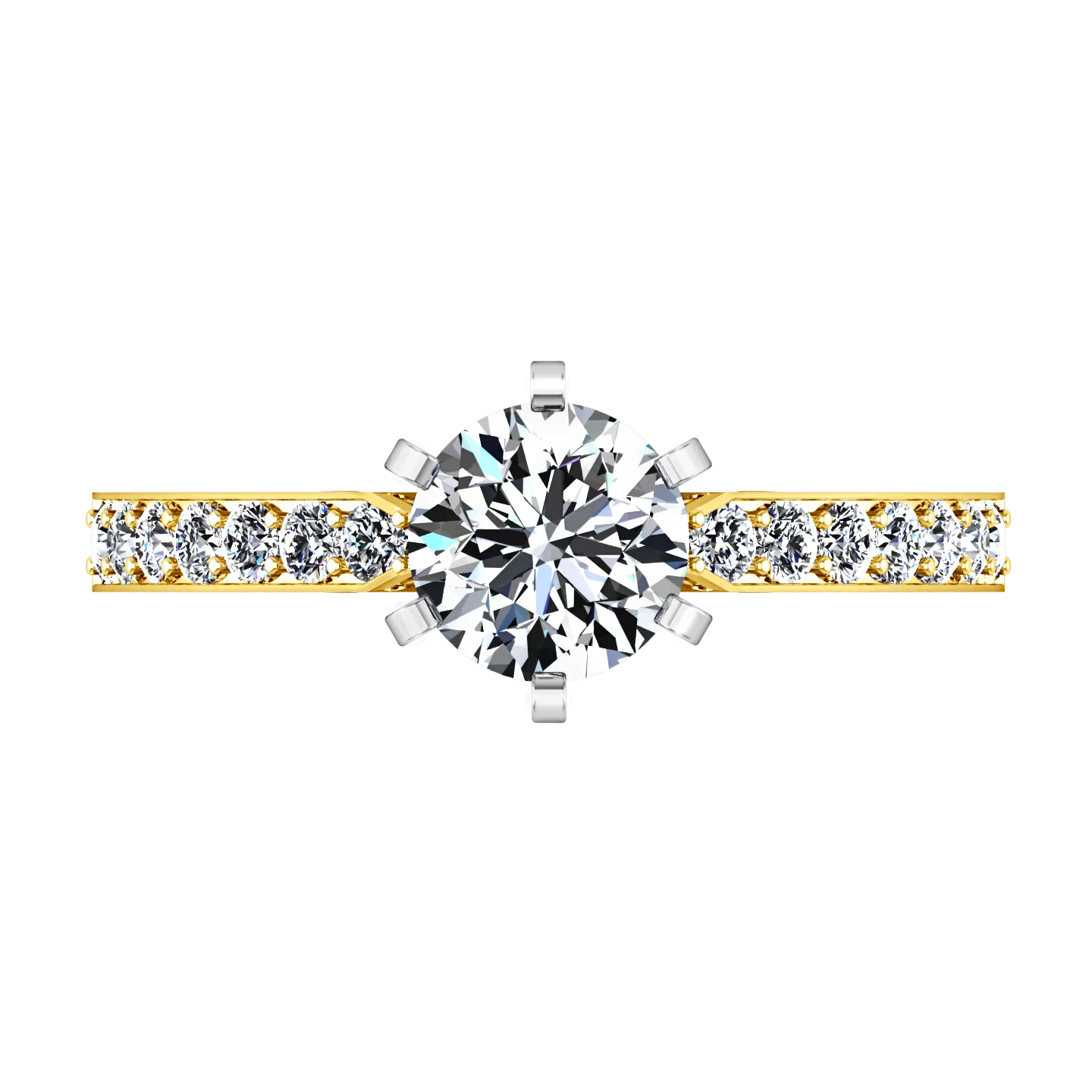 Pave Engagement Ring Arabesque 14K Yellow Gold