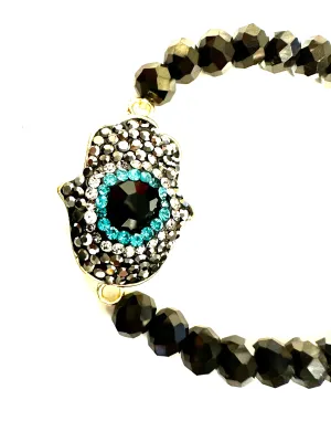 Pave Hamsa Stretch Bracelet