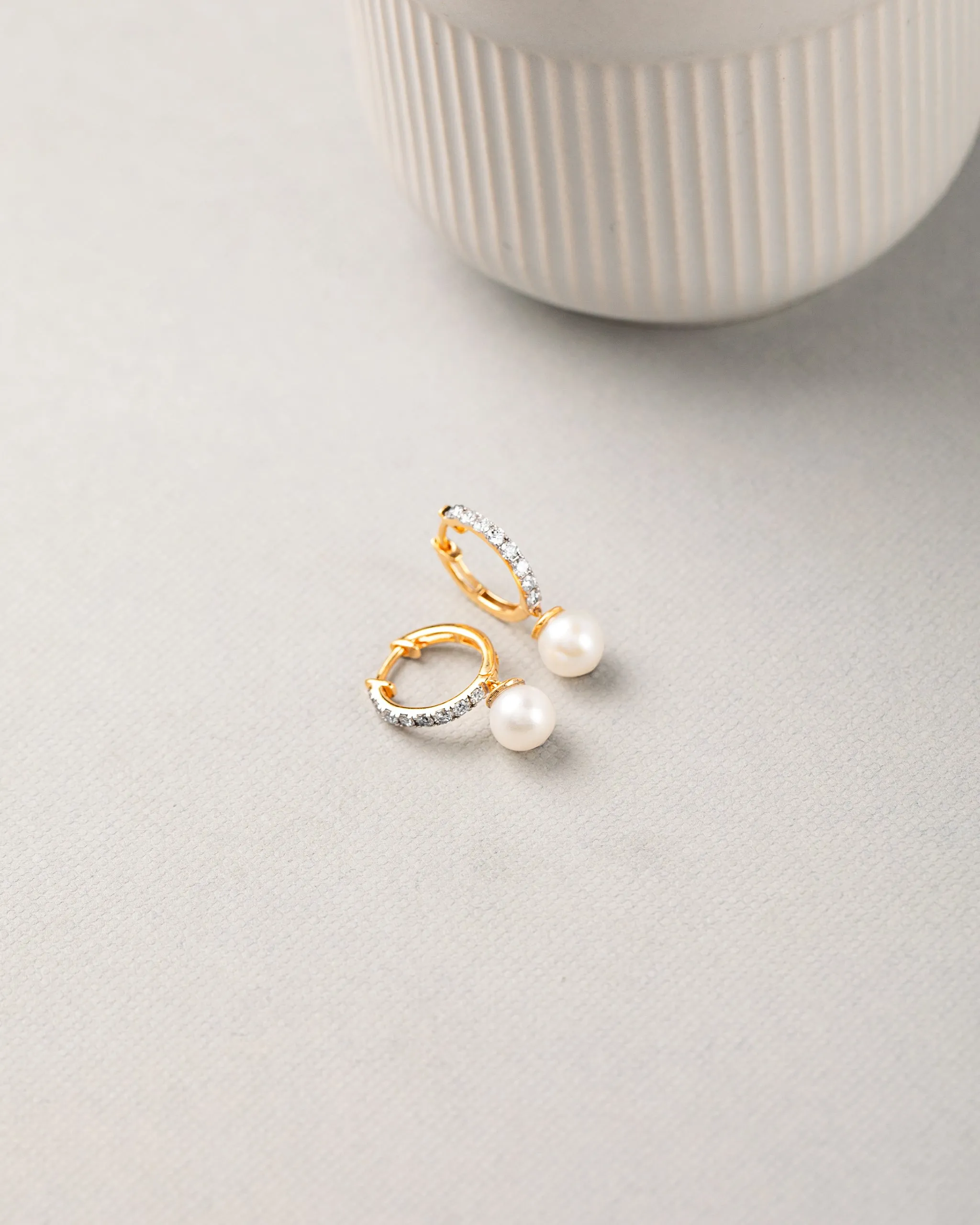 Pearl Diamond Drop Earrings