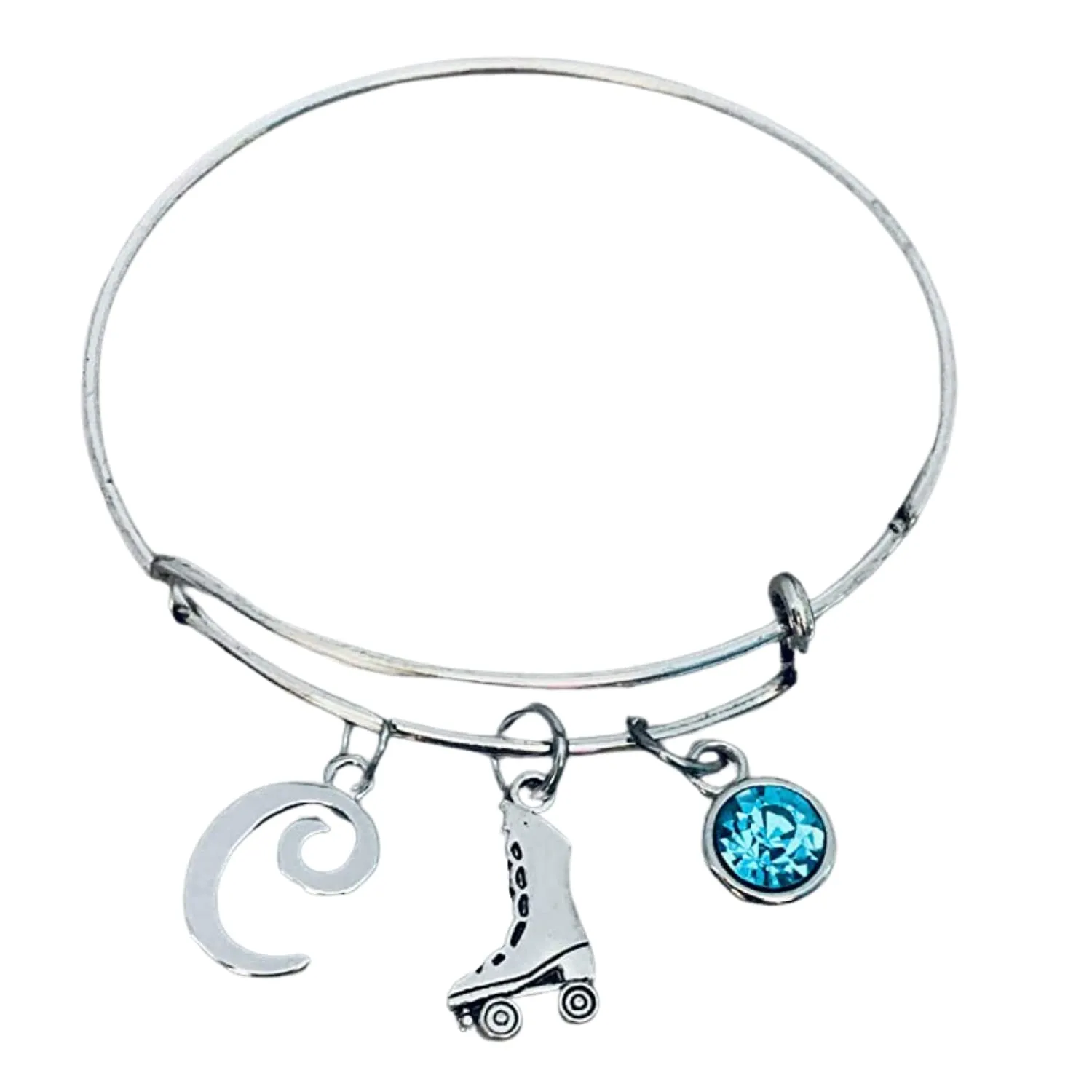 Personalized Roller Skate Charm Bracelet, Roller Skating Jewelry for Women, Teens and Girls
