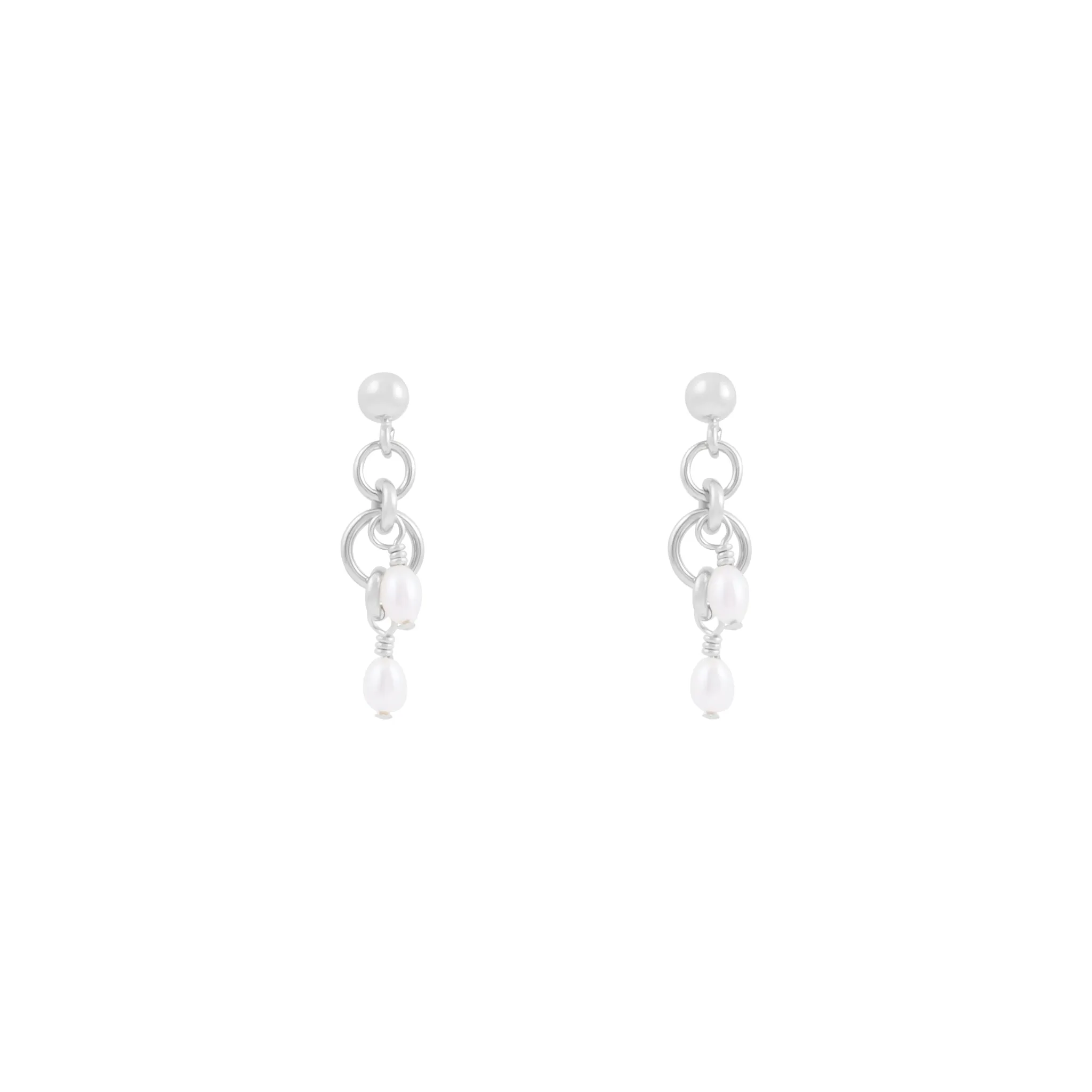 Peta Freshwater Pearl Earrings - Silver