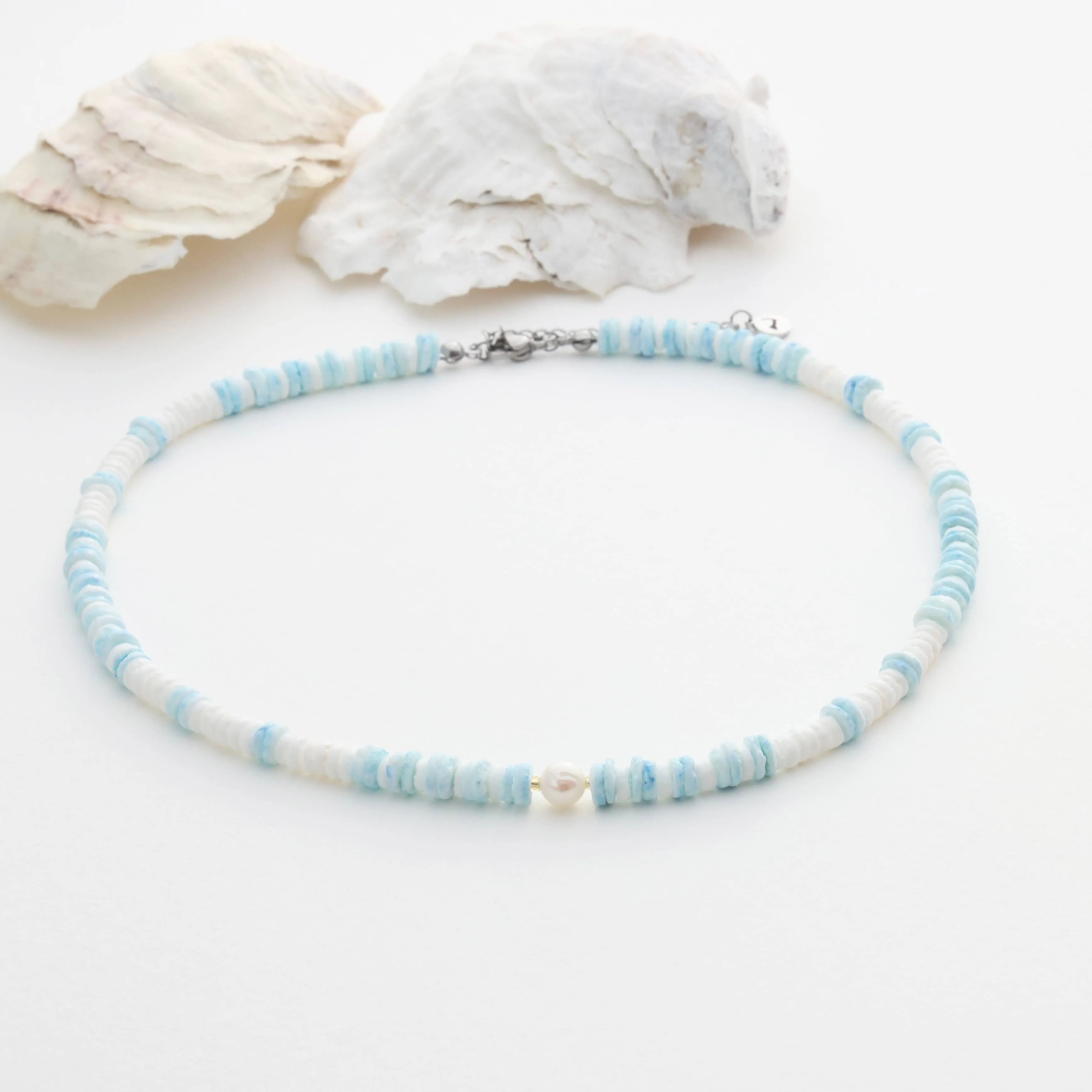 Puka Shell Ocean Breeze Choker Necklace SKY: Assortment