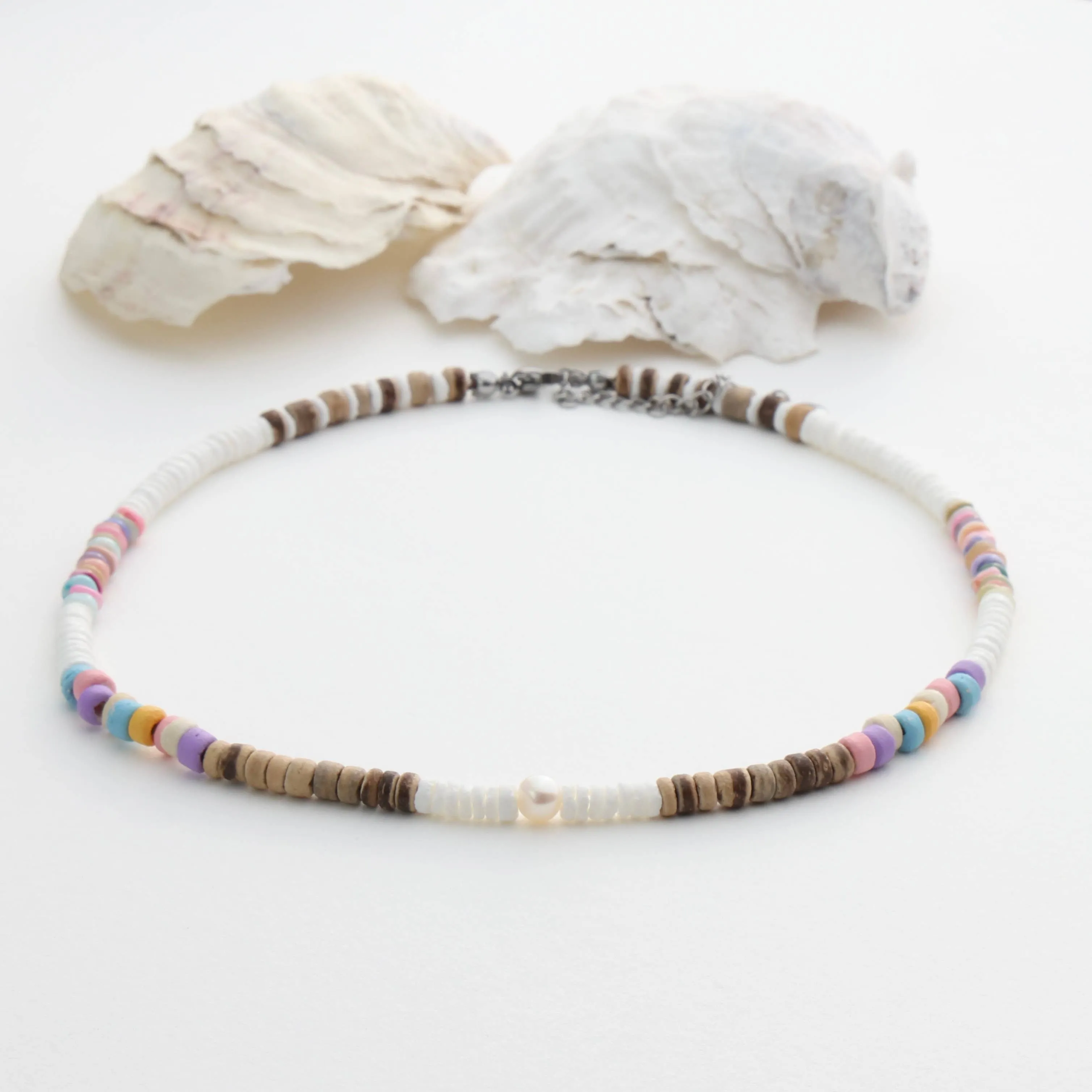 Puka Shell Ocean Breeze Choker Necklace SKY: Assortment