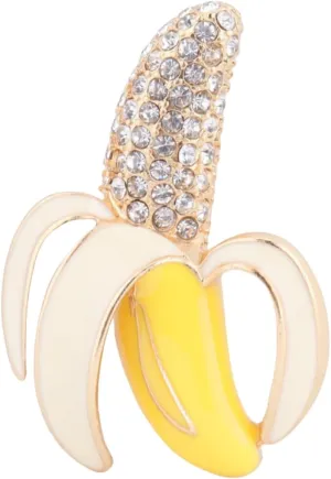 Rhinestone Banana Brooch Pin for Women Fashion Unique Fruit Yellow Enamel Brooches Lapel Pin Exquisite Clothing Accessories Birthday Christmas Holiday Party Jewelry