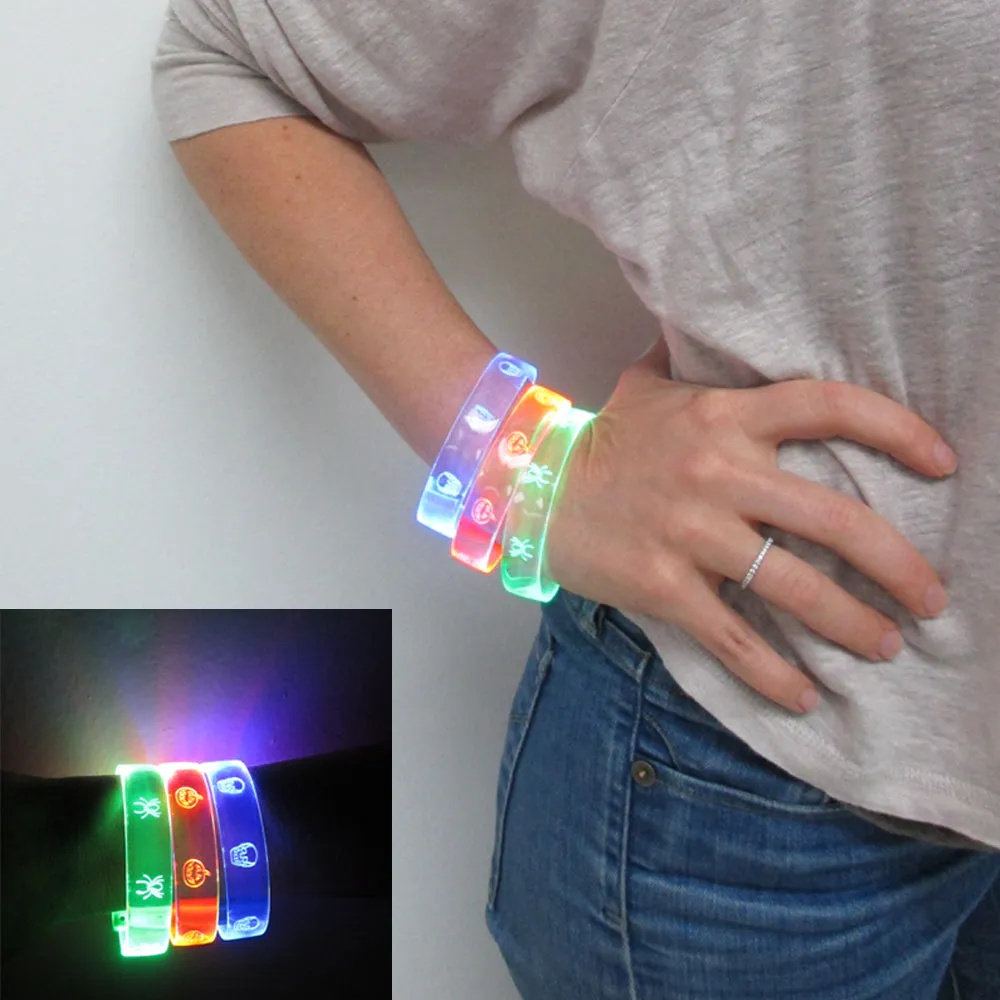 Set of 3 LED Light Up Bracelets Flashing Glow Bangle Party Favors Neon Wristband