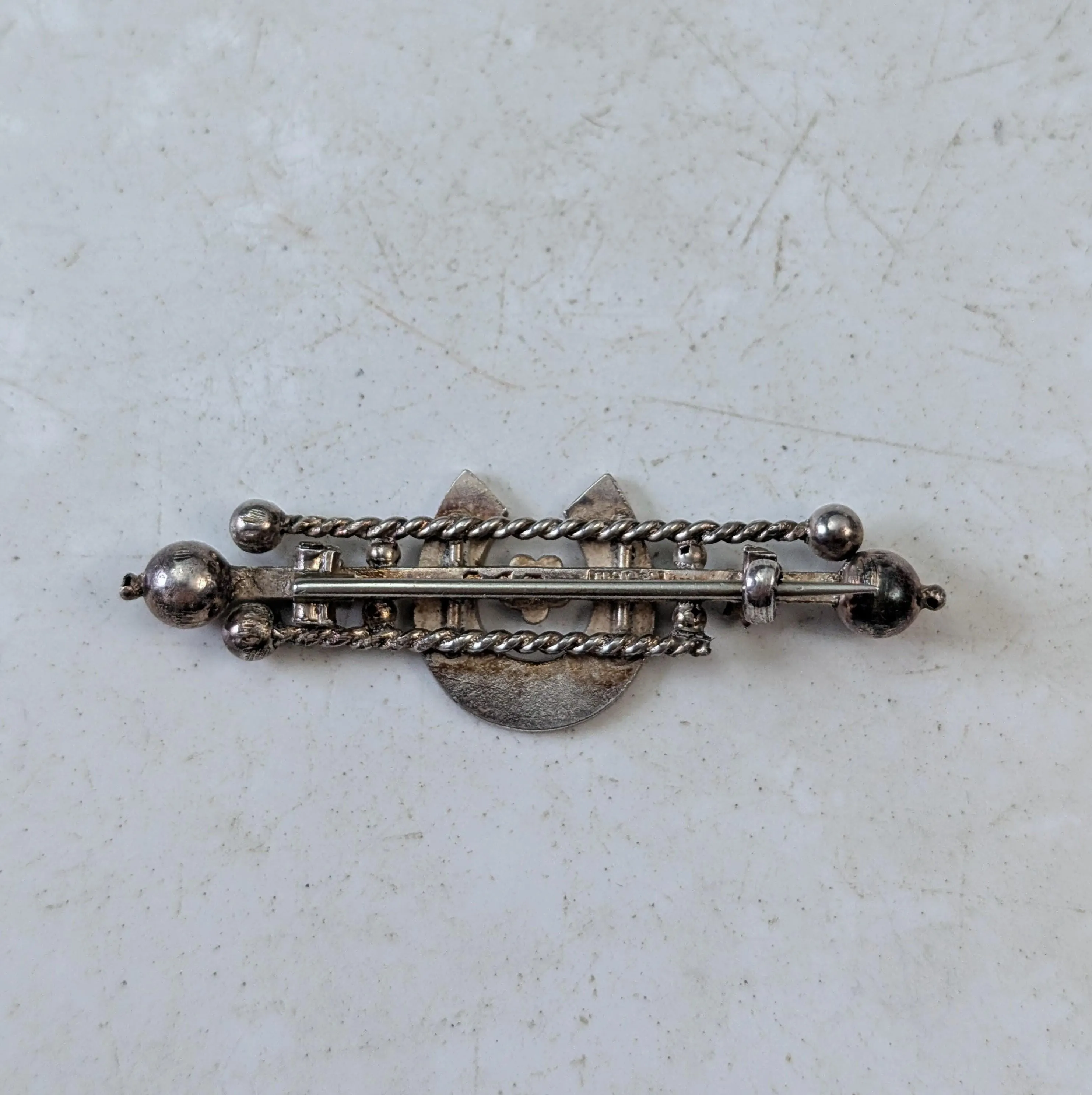 Set of Victorian Sterling Silver Brooches - Mizpah & Lucky Horseshoe Sweetheart Brooches