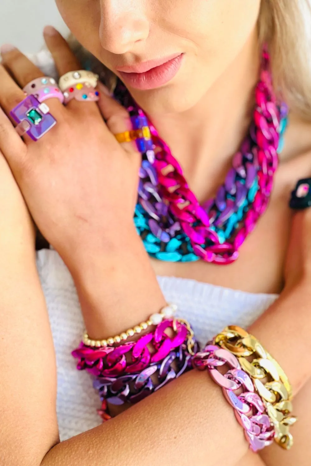 The MET CHAIN Bracelet - Metallic Light Pink