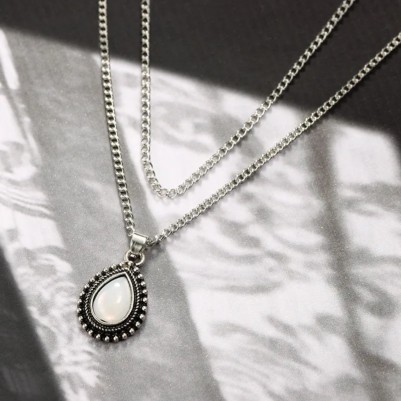 Tocona Bohemian Water Drop Crystal Charm Chokers Necklaces for Women Silver Alloy Chain Chokers Collar Statement Jewelry 4835