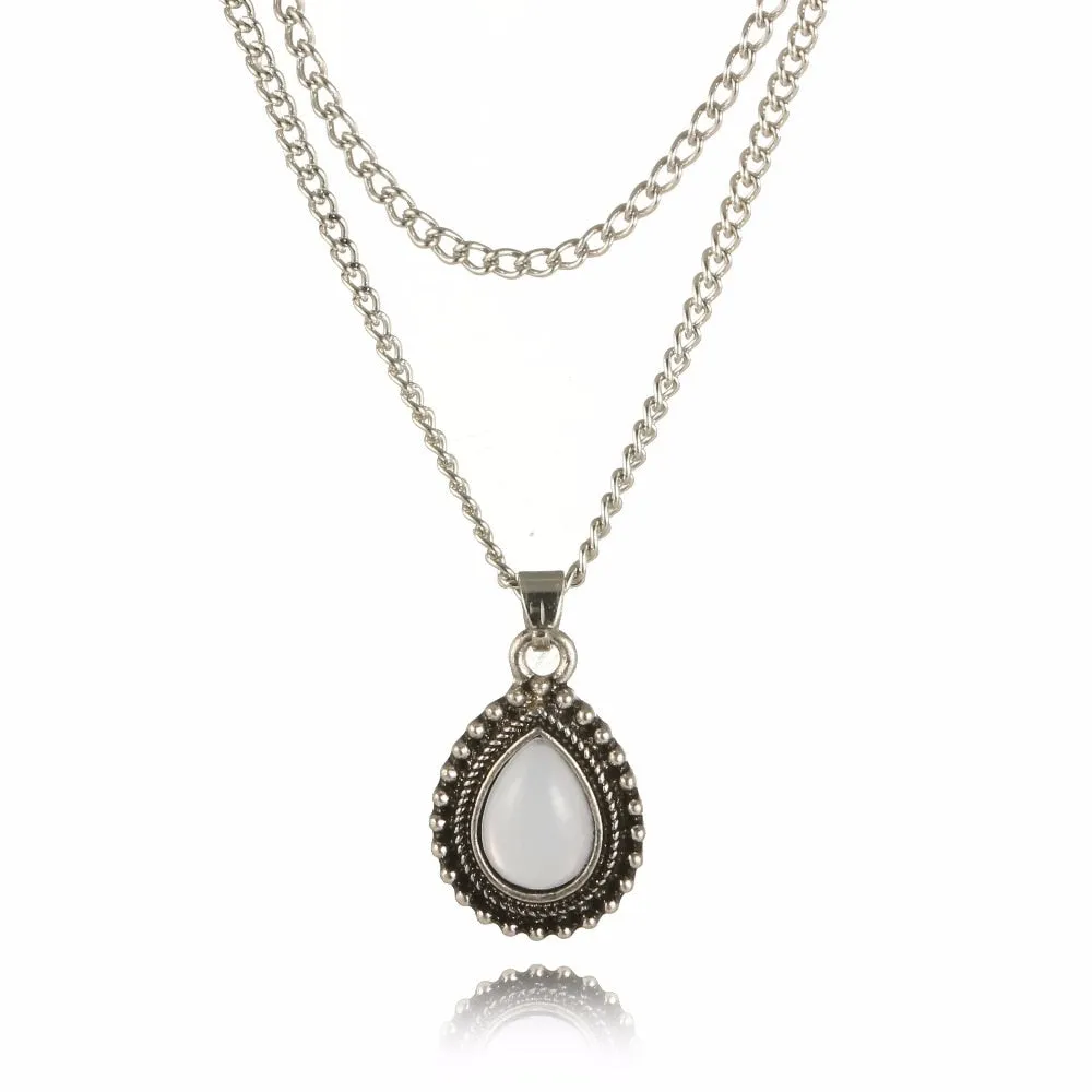 Tocona Bohemian Water Drop Crystal Charm Chokers Necklaces for Women Silver Alloy Chain Chokers Collar Statement Jewelry 4835