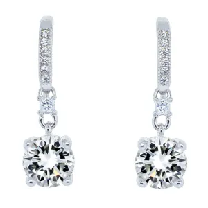 Valerie 18k White Gold Plated Drop Earrings with CZ Crystals