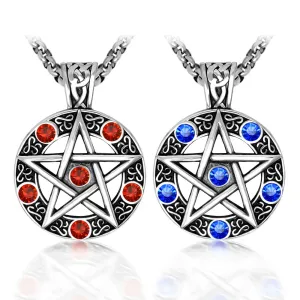 WITH RANDOM Gift Chain Ancient Egypt Red Blue Pentacle pentagram stainless steel pendant fine jewelry STP-5003